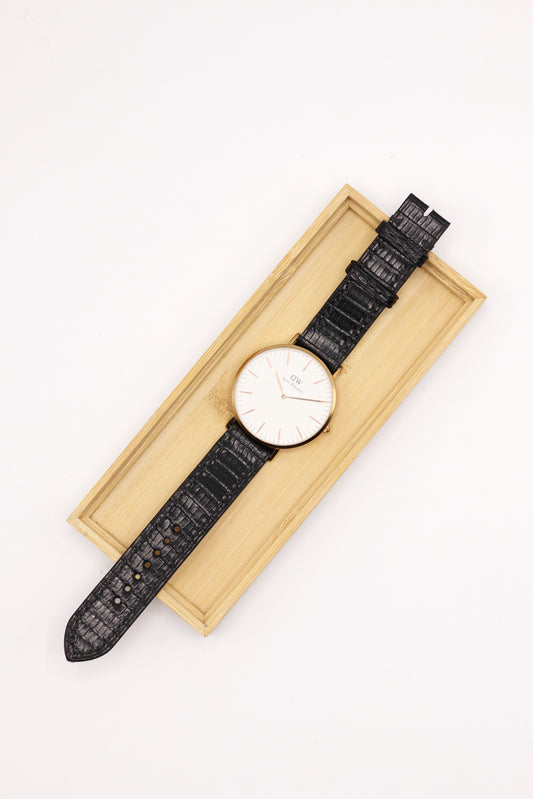 Varanus Salvator Lizard Leather Watch Strap on a Daniel Wellington Oxford Watch