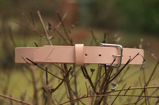 Handmade 38mm Full Grain Vegetable Tanned English Bridle Natural Leather Belt