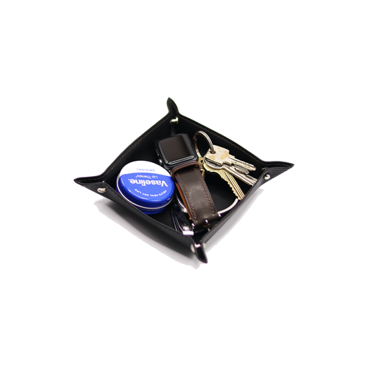 Handmade Petite Lined Leather Valet Tray Catch All Tray