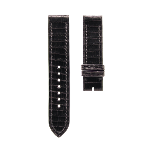 Black Lizard Slim Leather Watch Strap