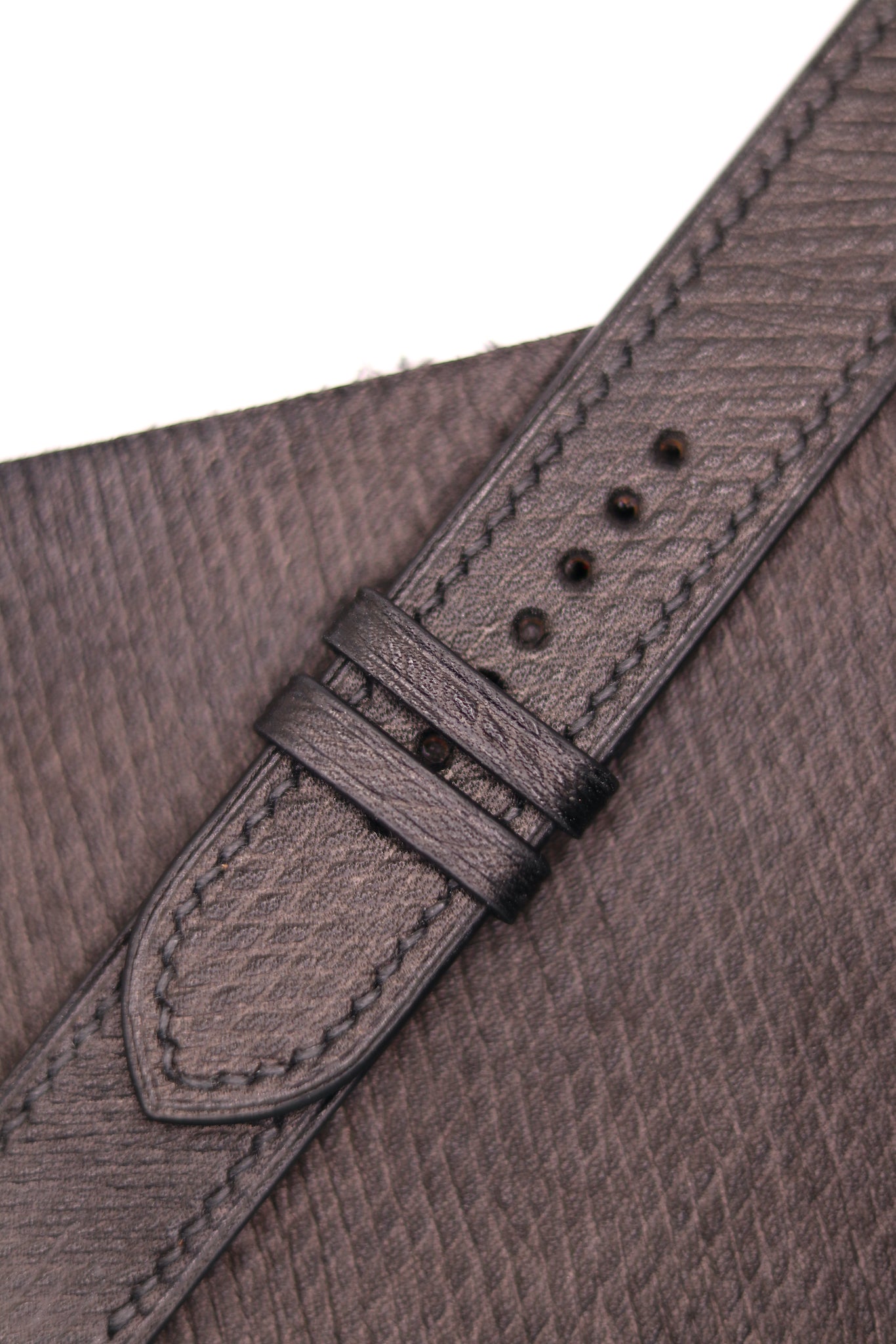 Black Russian Calf Slim Leather Apple Watch Strap