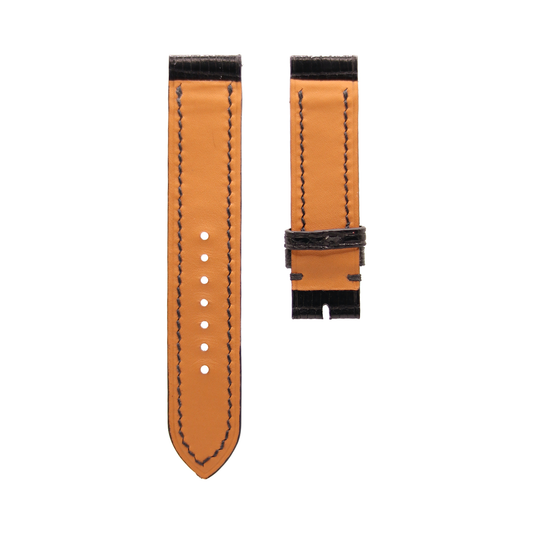 Black Lizard Slim Leather Apple Watch Strap