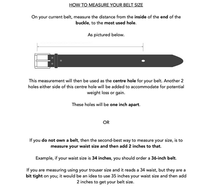 Handmade English Bridle Leather Belt - 32mm / 1.25 Inch Width