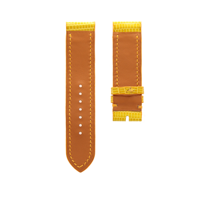 Yellow Lizard Slim Leather Watch Strap