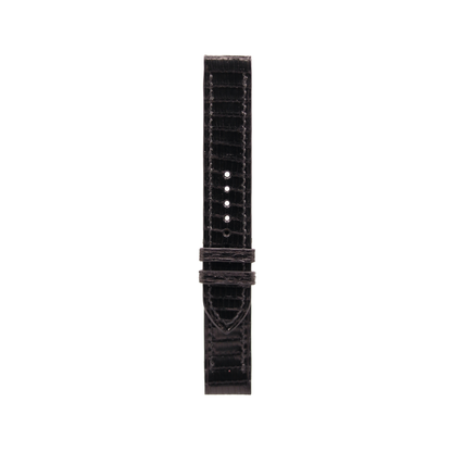 Black Lizard Slim Leather Watch Strap