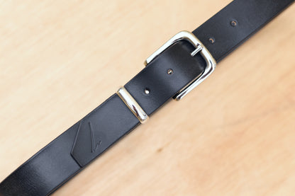 Mens 32mm Handmade Full Grain English Bridle Black Leather Belt