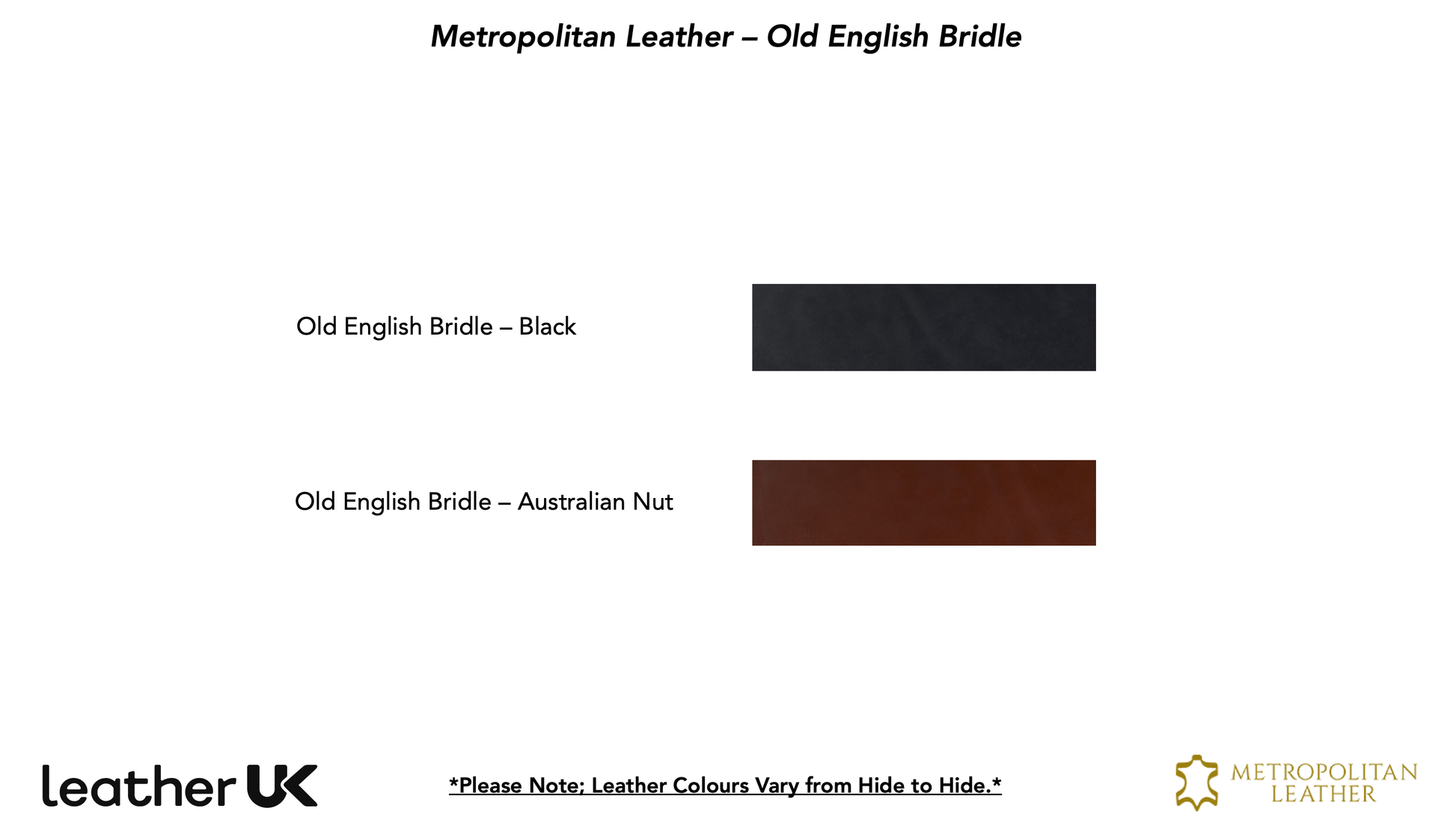 Metropolitan Leather English Bridle Black Brown Swatch